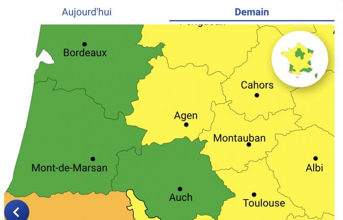 Alerta meteorológica por vientos violentos en Pirineos Atlánticos, Altos Pirineos, Ariège, Alto Garona y Tarn y Garona el domingo 24 de noviembre