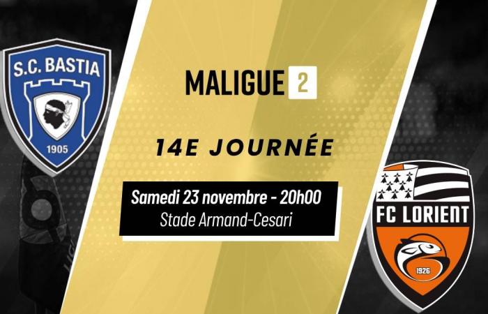 EN VIVO – El partido SC Bastia – FC Lorient con comentarios en directo (día 14 de la Ligue 2)