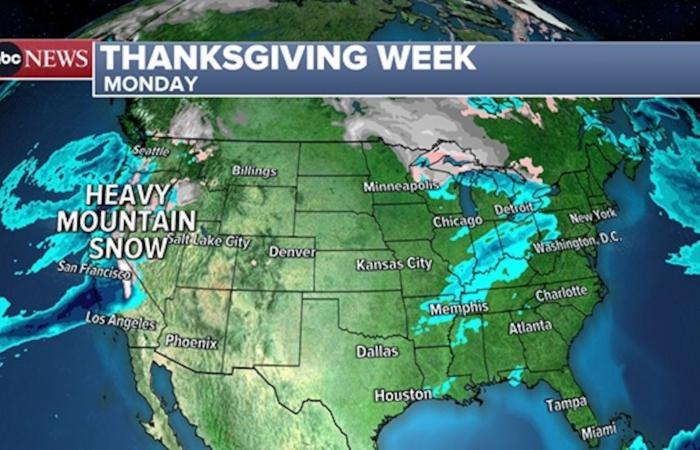 Pronóstico de la semana de Acción de Gracias: el clima podría afectar los viajes de Acción de Gracias