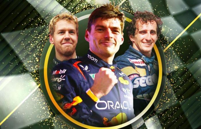 Resultados F1 | Max Verstappen (Red Bull), junto a Sebastian Vettel y Alain Prost