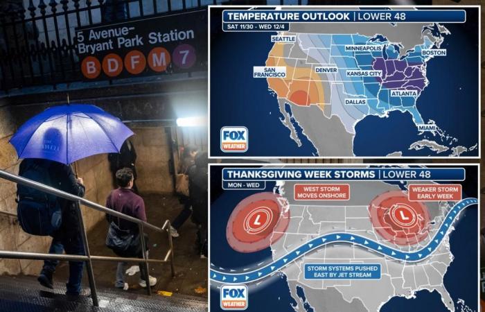 La tormenta invernal del noreste amenaza los planes del Día de Acción de Gracias con nieve mientras se avecina una ráfaga de aire frío