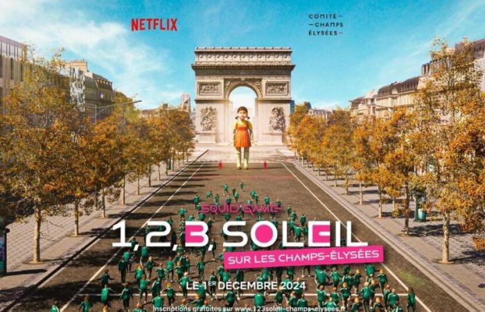 Netflix organiza partidos gigantes del juego 1, 2, 3 soleil en los Campos Elíseos