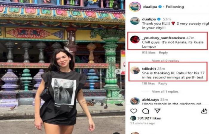 Dua Lipa agradece a KL por ‘2 noches muy sudorosas en tu ciudad’; ¡Los internautas se preguntan si la publicación es para KL Rahul o Kerala! La respuesta correcta es NINGUNA