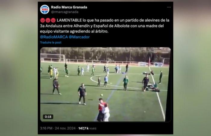 La madre de un jugador sub12 entra al terreno de juego para abofetear a un árbitro en España