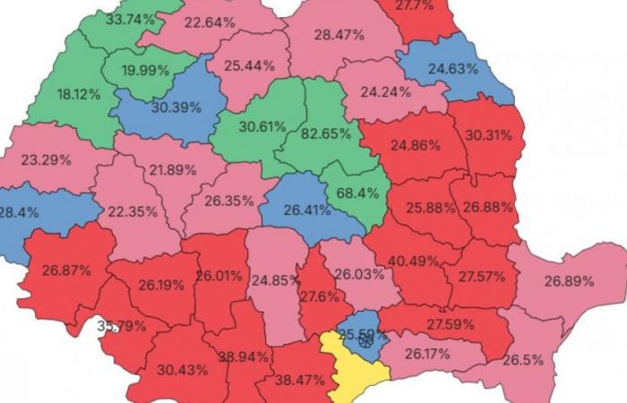 Cómo votó el país. Georgescu ganó 13 condados, muchos feudos del PNL. Ciolacu, en 16 condados, y Lasconi en cinco