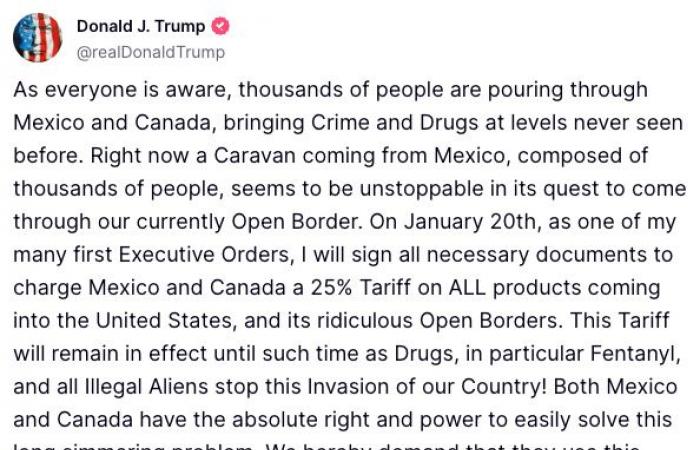 Productos canadienses y mexicanos | Donald Trump quiere imponer impuestos aduaneros del 25%