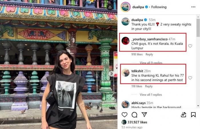 Dua Lipa agradece a KL por ‘2 noches muy sudorosas en tu ciudad’; ¡Los internautas se preguntan si la publicación es para KL Rahul o Kerala! La respuesta correcta es NINGUNA