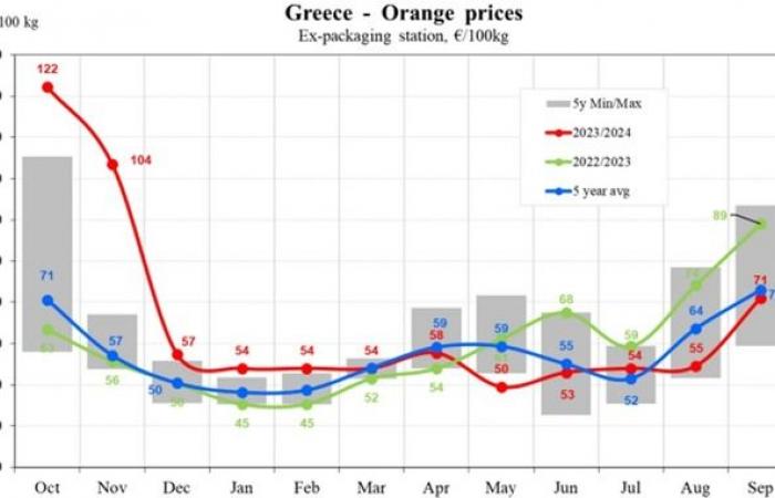 Los precios de las naranjas en la UE caerán un 17,83% en 2024