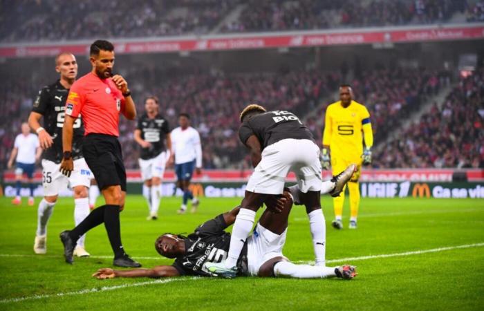 La grave lesión de un defensa del Stade Rennes – Ligue 1 – J12 – Lille-Rennes (1-0)