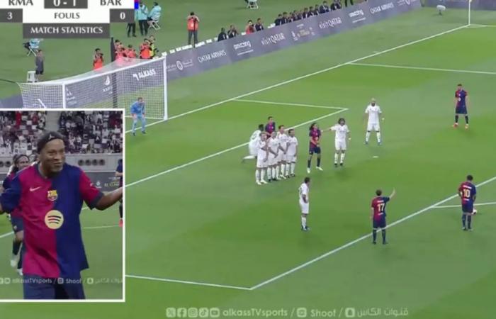 Ronaldinho hace retroceder los años con un impresionante gol de tiro libre en el partido de exhibición Real Madrid vs Barcelona – FC Barcelona