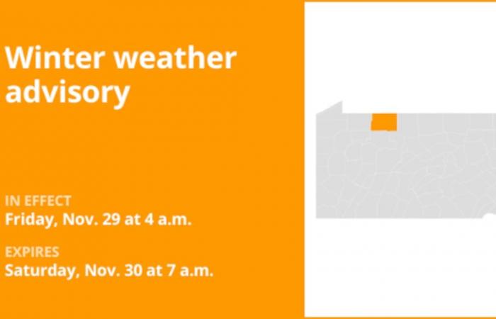 Aviso de clima invernal para el condado de McKean para el viernes y sábado: hasta 4 pulgadas de nieve