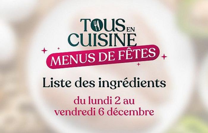 Todos en la cocina Menús navideños, ingredientes del 2 al 6 de diciembre de 2024