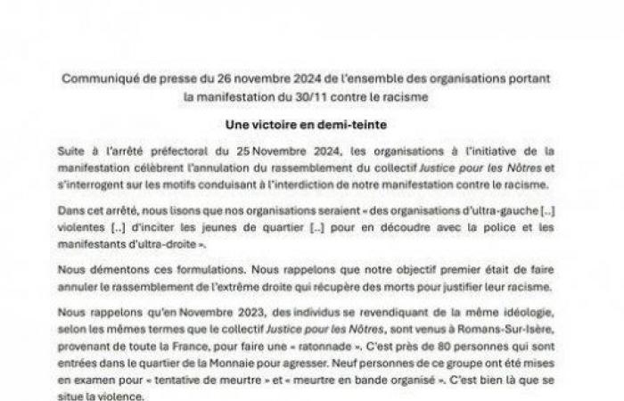 La manifestación antirracista del sábado 30 de noviembre ya no está prohibida – ???? Info Libertaire