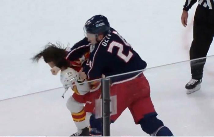 Mathieu Olivier tira los guantes dos veces en el segundo tiempo contra los Flames