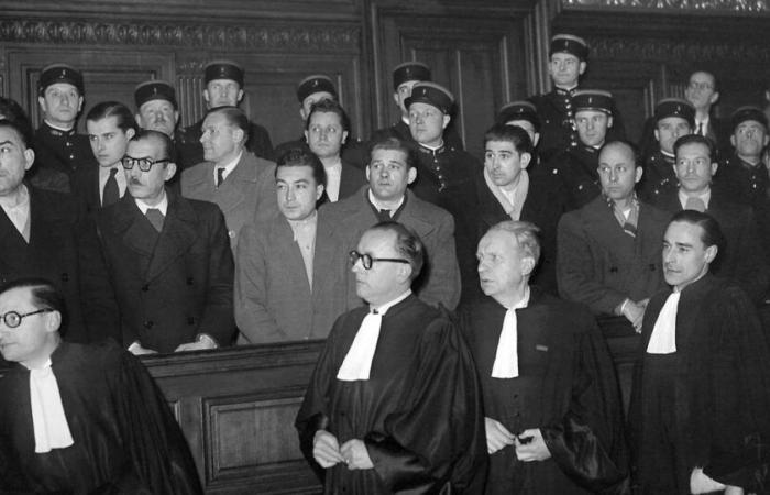 El 1 de diciembre de 1944, los torturadores del 93 de la calle Lauriston en el tribunal.