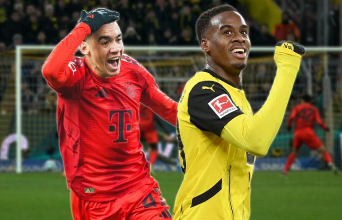 Jugadores diferenciales Gittens y Musiala con el empate: Borussia Dortmund – FC Bayern en la reseña individual