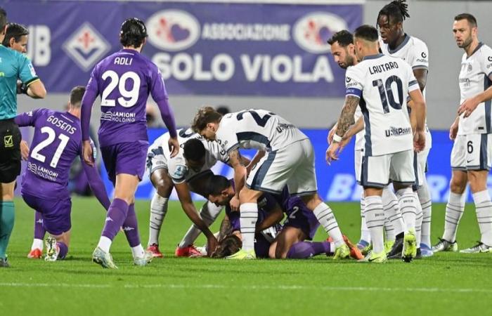 Detenido un jugador víctima de terribles molestias en pleno partido Fiorentina-Inter de Milán