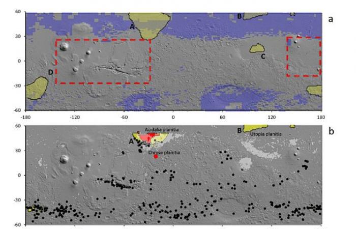 Un área subterránea profunda podría albergar vida en Marte