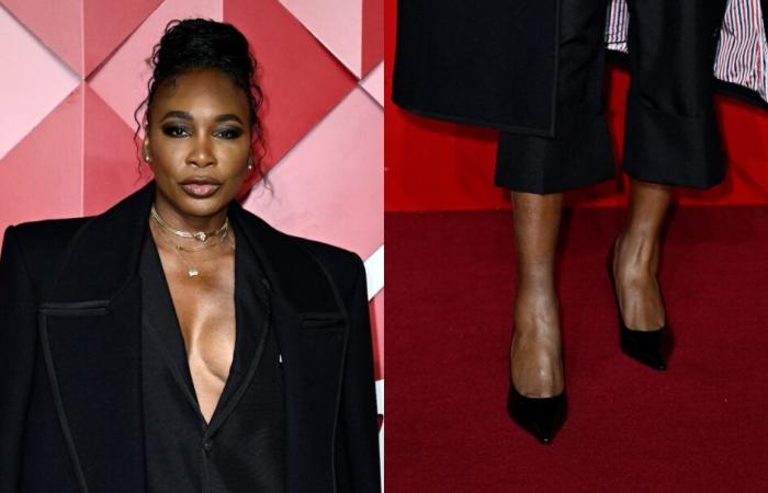 Venus Williams opta por los clásicos con zapatos de tacón negros brillantes en los Fashion Awards 2024 en Londres