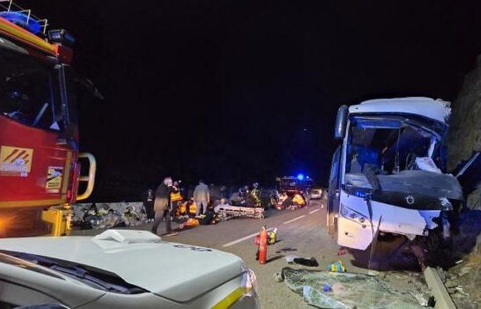 Accidente de autobús en Porté-Puymorens: revisado un informe provisional que arroja 2 muertos, 11 heridos en emergencia absoluta y 26 en emergencia relativa