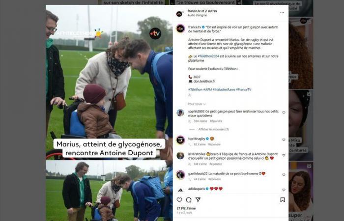 Teletón: “Cuanta fuerza, inspira”, el conmovedor encuentro entre Marius, un aficionado al rugby privado del uso de sus piernas, y Antoine Dupont