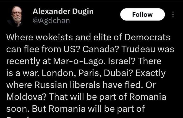 Sí, el ideólogo ruso Aleksandr Dugin habló de una posible inclusión de Rumanía en un bloque aliado con Rusia.