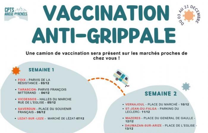 Un camión de vacunación contra la gripe cruza Ariège, de Foix a Ax-les-Thermes