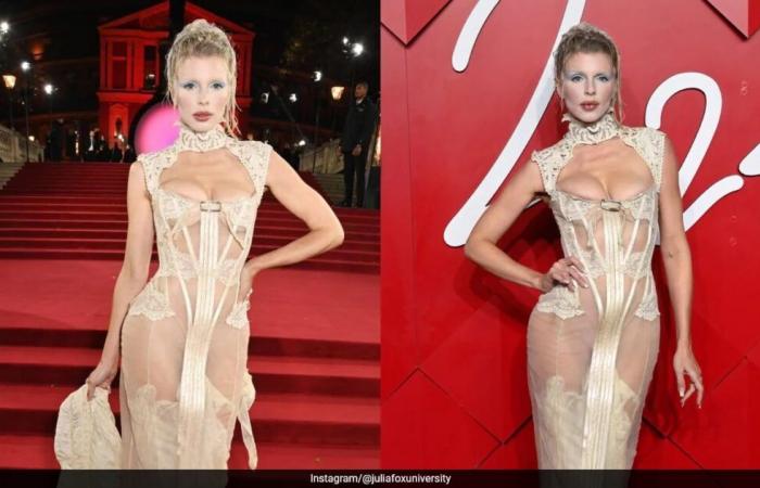 Julia Fox saltó a la cima de las listas de vestidos transparentes en los British Fashion Awards 2024