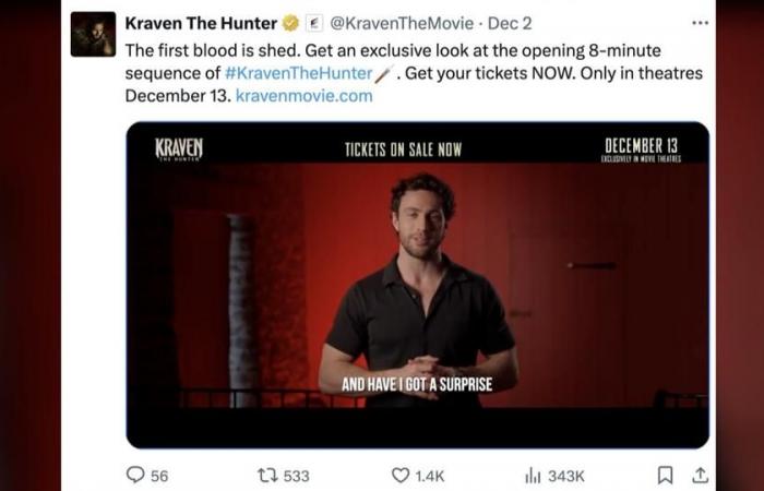 Los primeros 8 minutos de la película Kraven The Hunter compartidos por SONY