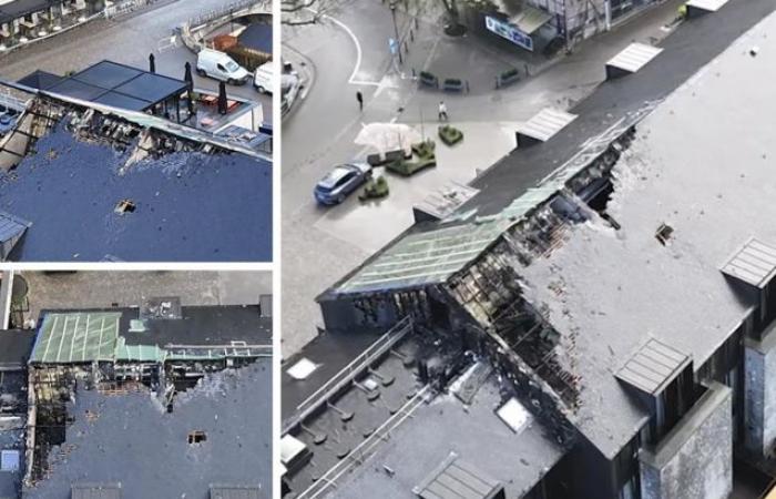 Imágenes de drones muestran daños en el techo del hotel cinco estrellas de Marc Coucke tras un grave incendio en el restaurante Waygu