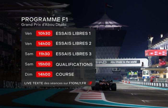 Horarios y horarios del Gran Premio de Abu Dabi de F1 de 2024