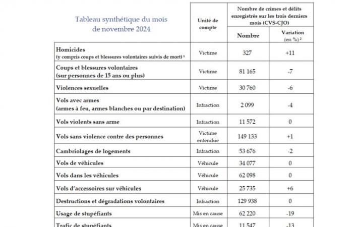 Informe alarmante sobre la delincuencia en noviembre de 2024.