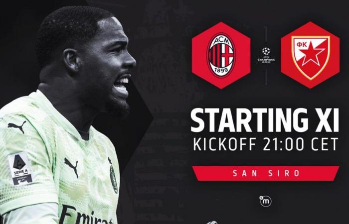 Oficial: once iniciales del AC Milan vs. Estrella Roja