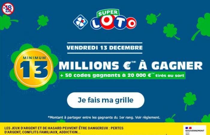 SUPER Loto Viernes 13 de diciembre de 2024: ¡13 millones de euros en juego! – FDJ