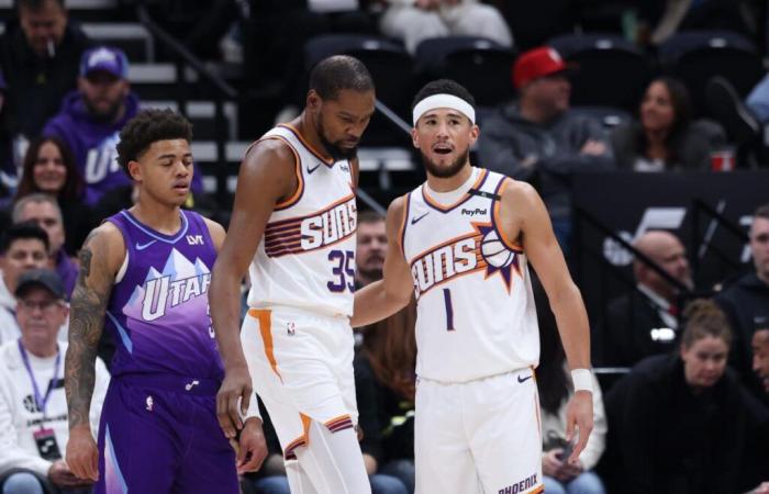 Kevin Durant y Devin Booker se combinan para 64 mientras los Phoenix Suns derrotan al Jazz y se resbalan