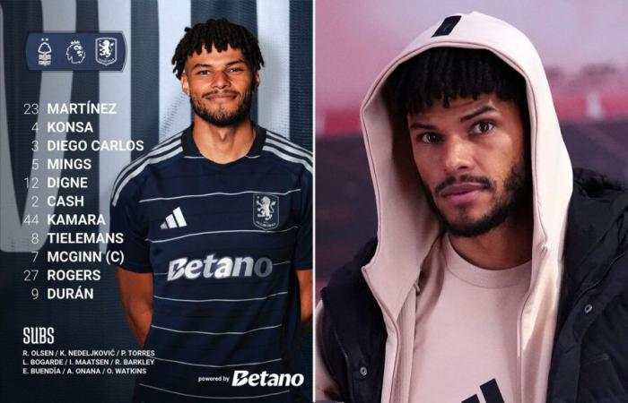 Tyrone Mings se vio obligado a retirarse de la alineación del Aston Villa para enfrentarse al Nottingham Forest en el último minuto debido a una lesión