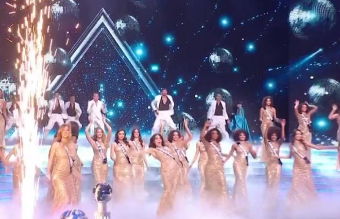 Miss Francia 2025: un gran susto para Miss Languedoc, Jane Benazech que se desliza al frente del escenario en el segundo 45