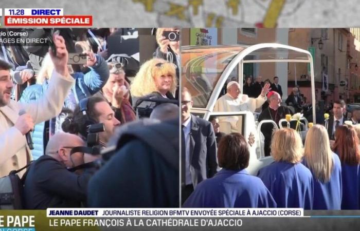 Patrick Fiori abrumado por la emoción frente a la catedral de Ajaccio