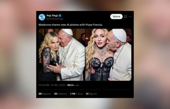 Madonna genera polémica al publicar fotos manipuladas de ella con el Papa Francisco