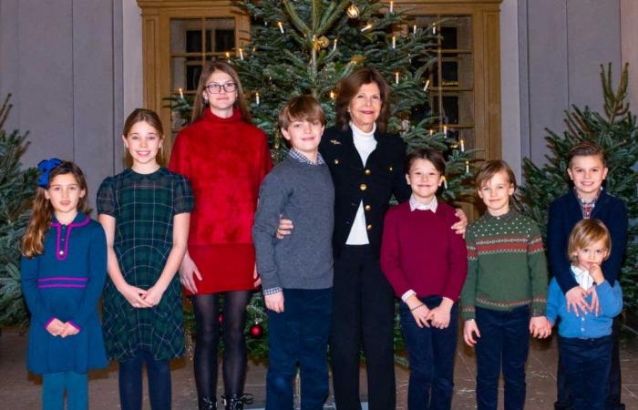 Los 8 nietos de la Reina Silvia se reunieron para decorar árboles de Navidad con su abuela