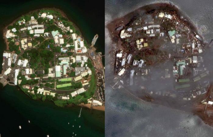 Imágenes satelitales de antes y después muestran cuán devastada quedó la isla