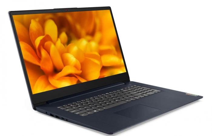 Promoción 529€ Lenovo IdeaPad 3 17ALC6 (82KV00L0FR), portátil económico Blue de 17″, cómodo, fino y ligero, escalable con 12 GB de RAM y AMD Ryzen 7 Octo Core