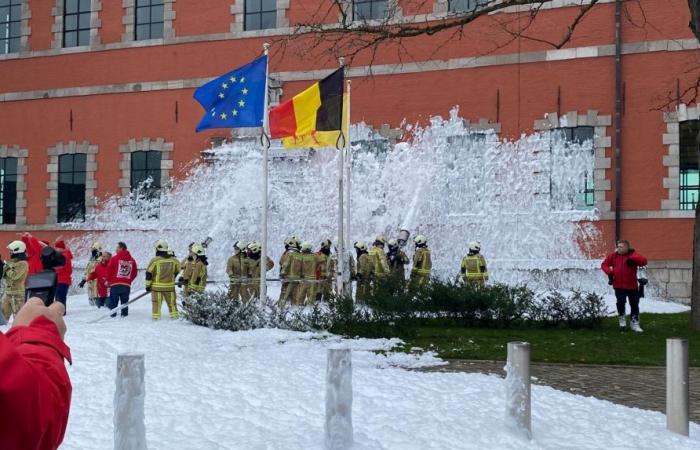 Huelga de servicios públicos en Valonia: en Namur, el Parlamento fumigado por manifestantes