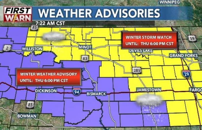 Impactante sistema clipper trae nieve y fuertes vientos a ND hasta el jueves