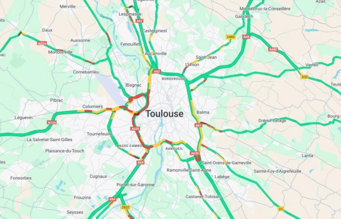 En directo: intenso tráfico en la circunvalación occidental de Toulouse, este miércoles por la noche