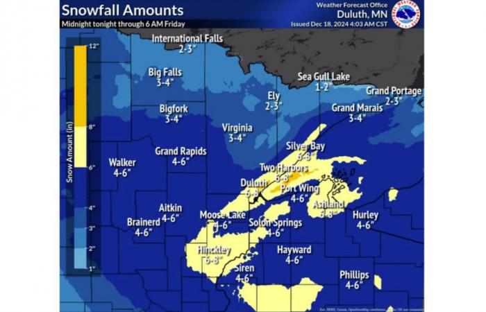 Se esperan entre 6 y 8 pulgadas de nieve el jueves – Duluth News Tribune