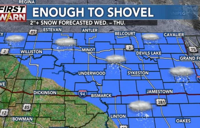 Impactante sistema clipper trae nieve y fuertes vientos a ND hasta el jueves