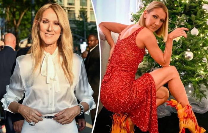 Celine Dion usa tacones de fénix en llamas en una publicación festiva