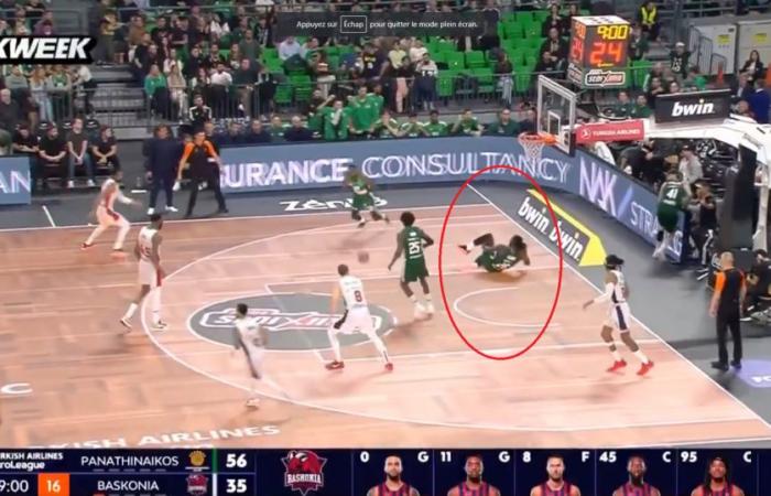 en vídeo, la terrible lesión de Mathias Lessort con el Panathinaikos