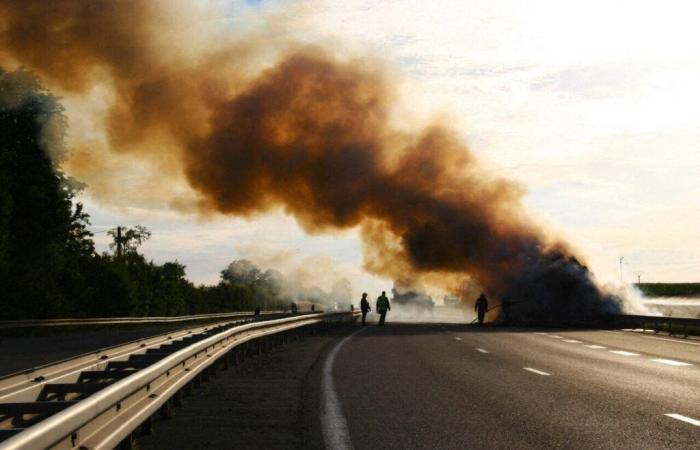 La RN 25 cortada este viernes tras el incendio de un vehículo pesado